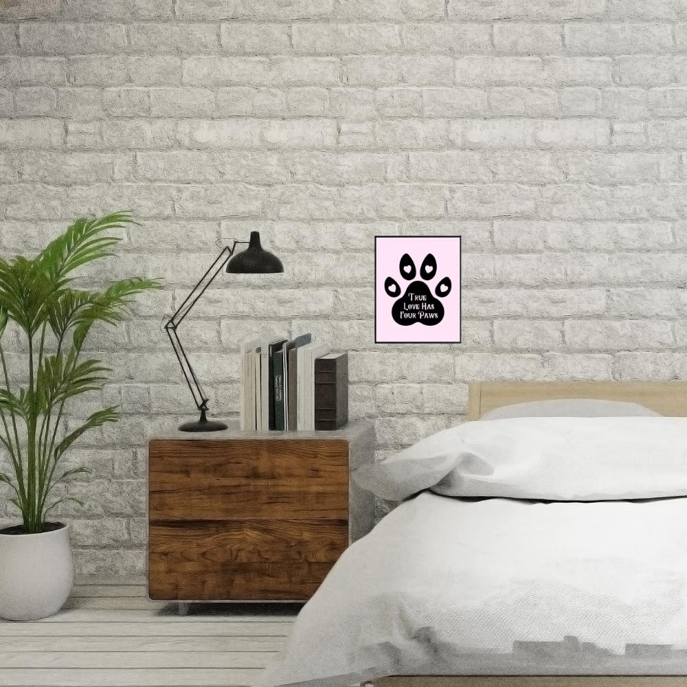 Doggy Wall Art Print - True Love Has Four Paws Poster - Doggy Lover Home Décor - Pet Room Wall Art - Gifts for Doggy Owners