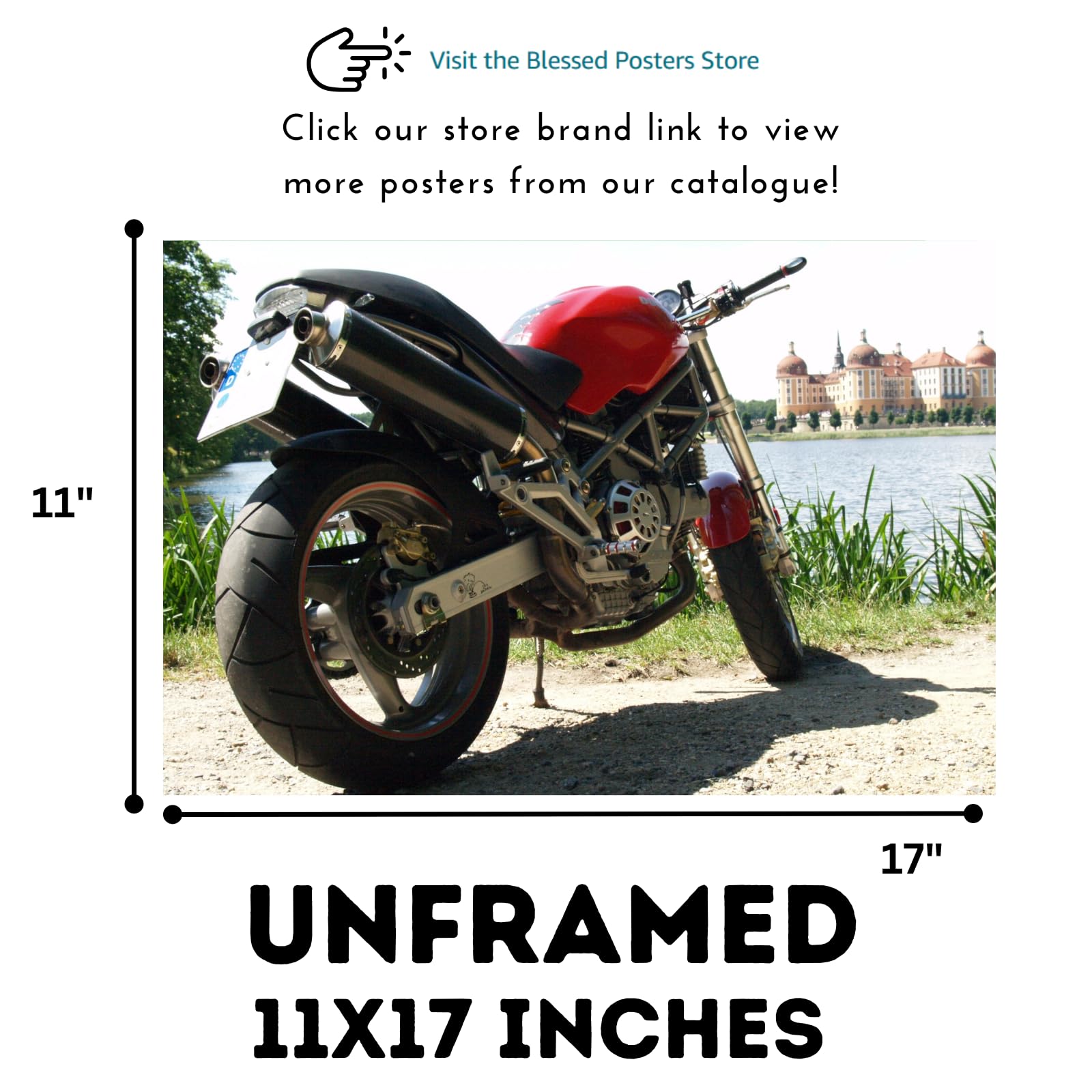Ducati Monster Motorcycle Poster - Motor Bike Wall Decor for Garage, Office, or Man Cave