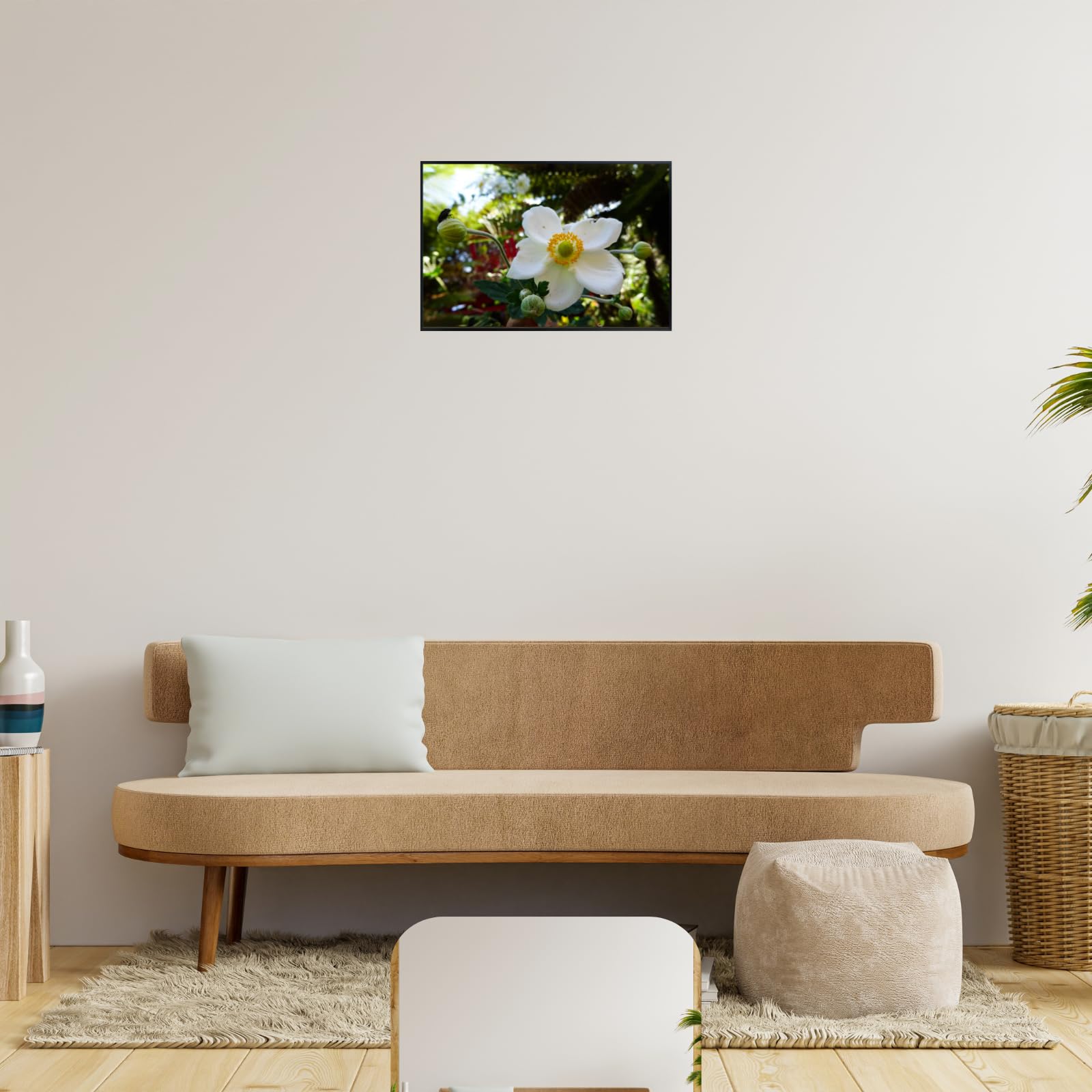 White Japanese Anemone Flower Poster – Elegant Botanical Wall Art Print for Living Room, Bedroom, Office, or Home Decor – Minimalist Floral Artwork