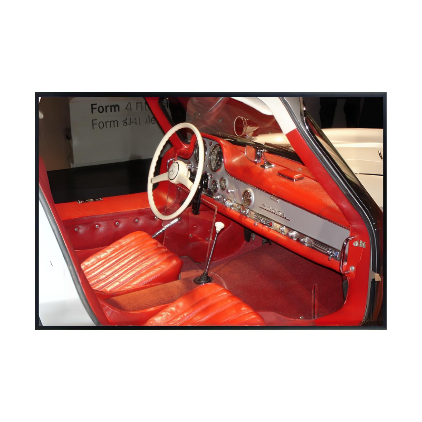 Blessed Posters Mercedes-Benz 300SL Gullwing Wall Art – Classic German Sports Car Poster for Garage, Office, or Living Room – Iconic Interior Print – Vintage Automotive Decor Gift
