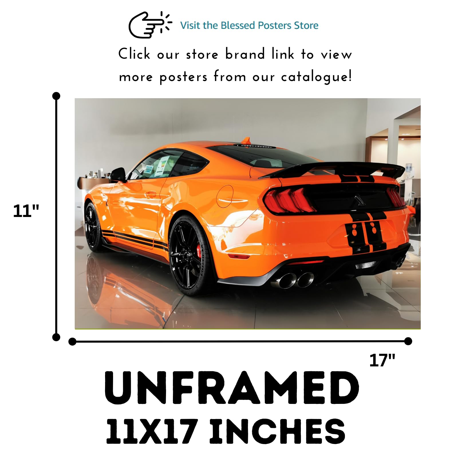 Blessed Posters Shelby Poster – Vintage Muscle Car Artwork for Garage Home Office Bedroom – Classic Automotive Wall Décor