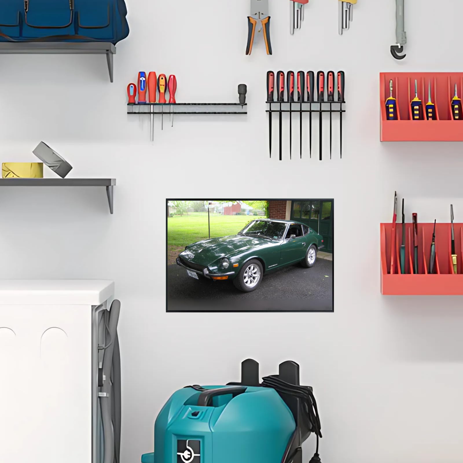 Blessed Posters Datsun 240Z Classic Car Poster – Retro Japanese Sports Coupe Wall Art for Garage Studio Man Cave – Collector’s Decor Accent