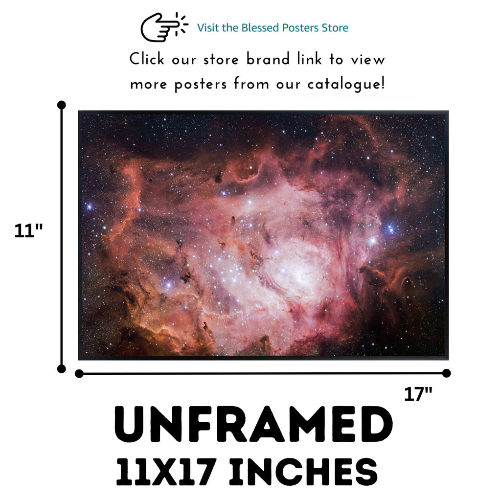 Blessed Posters Lagoon Nebula Poster – Galaxy Night Sky Wall Art Print – Space Astronomy Photography for Bedroom Living Room Home Office Decor