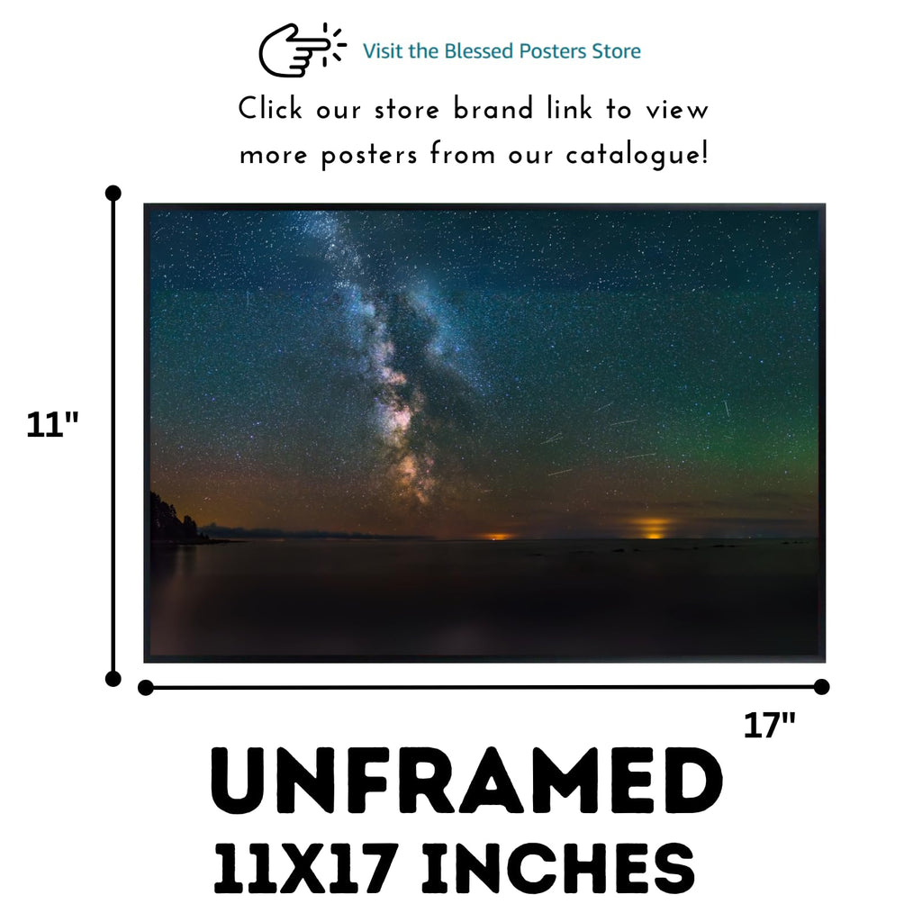 Blessed Posters Milky Way Panorama Poster – Galaxy Night Sky Wall Art for Bedroom Living Room Office or Home Decor – Space Astronomy Photography Print