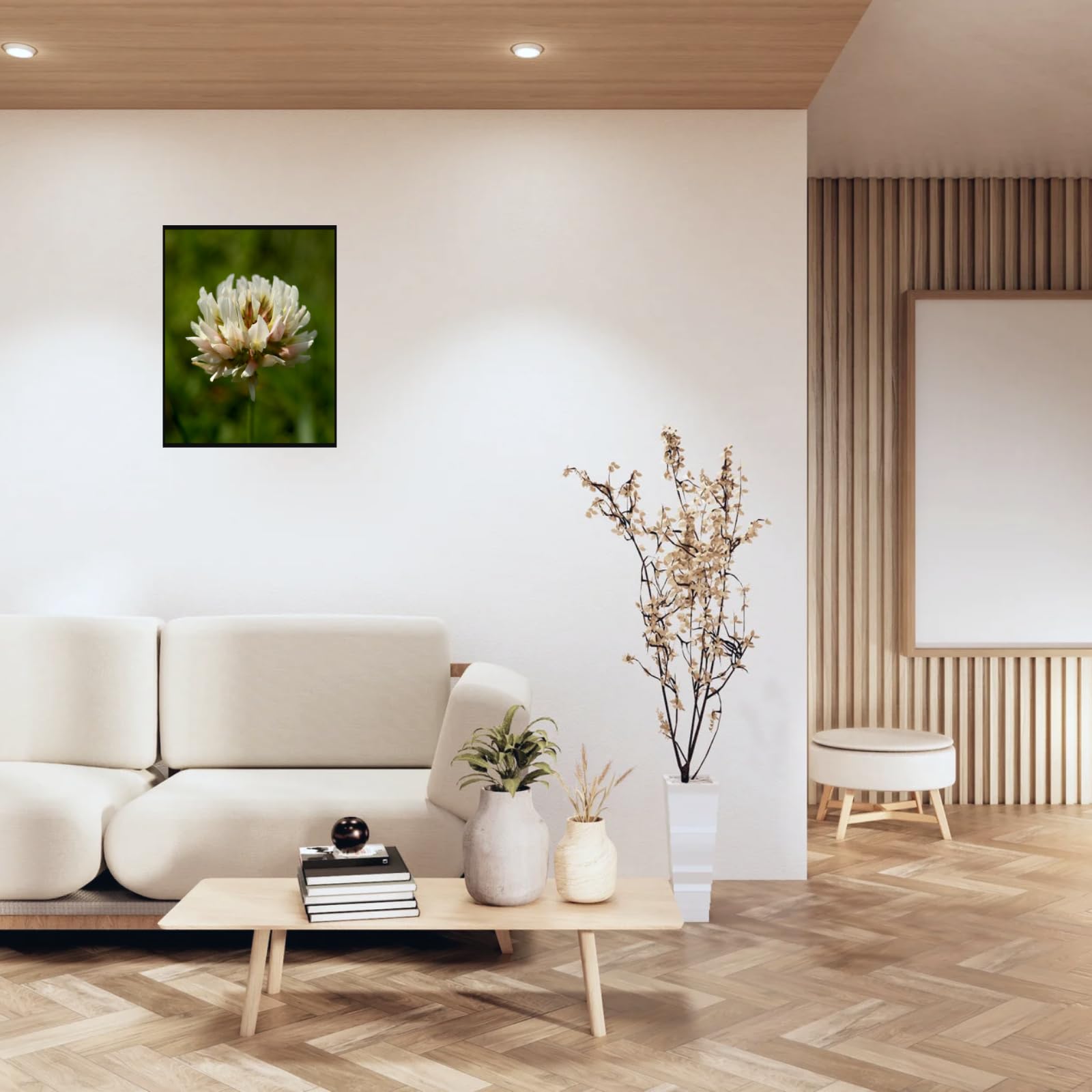 White Clover Botanical Poster – Nature Wall Art for Home Décor, Vintage Botanical Print, Plant Illustration Artwork for Living Room, Bedroom, Office