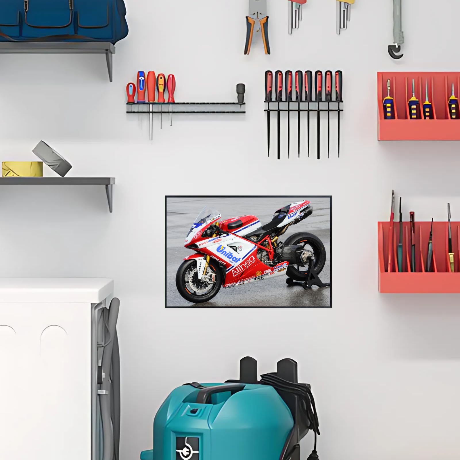 Ducati 1198 Motorcycle Poster - Sport Motorbike Wall Deco for Garage, Living Room or Man Cave