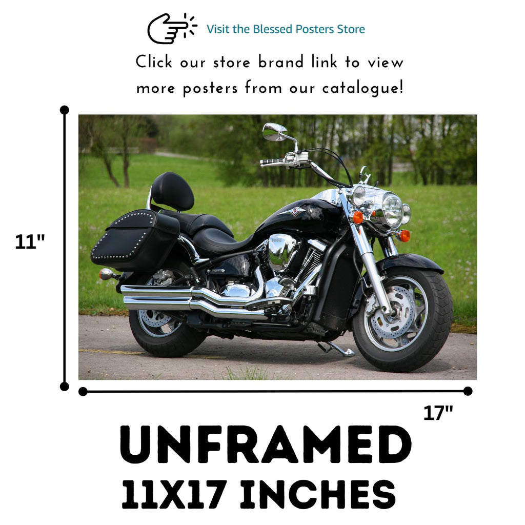 Kawasaki Vulcan S Motorcycle Poster - Cruiser Wall Art Print for Garage, Living Room or Garage