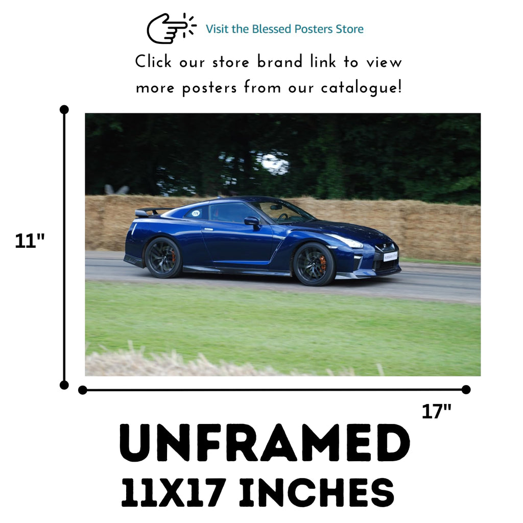 Blessed Posters Nissan GT-R Wall Art – JDM Performance Car Poster for Home, Studio, or Man Cave – Classic Japanese Sports Car Print – Retro Tuner Culture Automotive Decor
