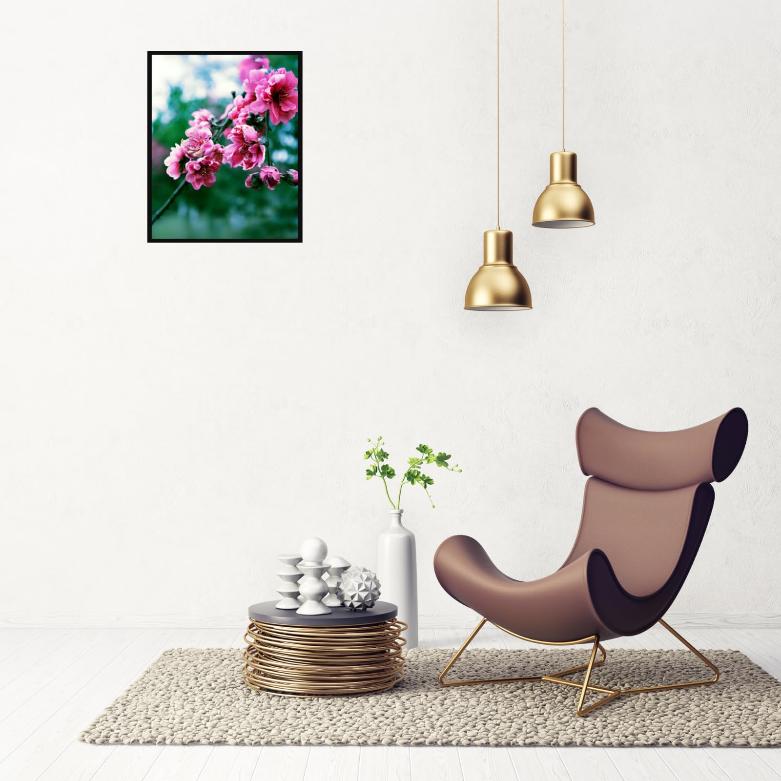 Peach Blossom Wall Art Poster for Home Decor – Botanical Floral Print for Living Room, Bedroom, Office Decoration