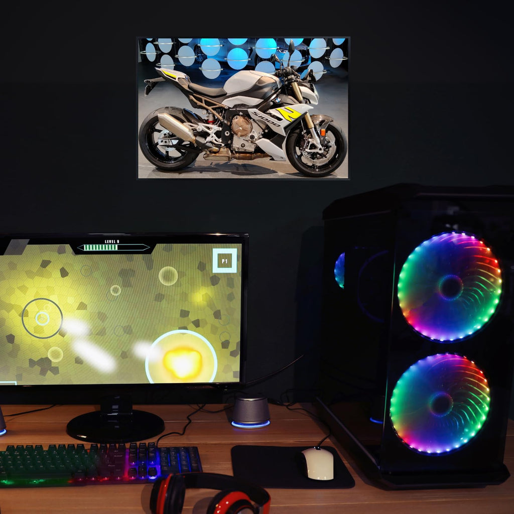 BMW S1000R Motorcycle Wall Art Poster – Modern Motorbike Decor for Garage, Office, or Living Room