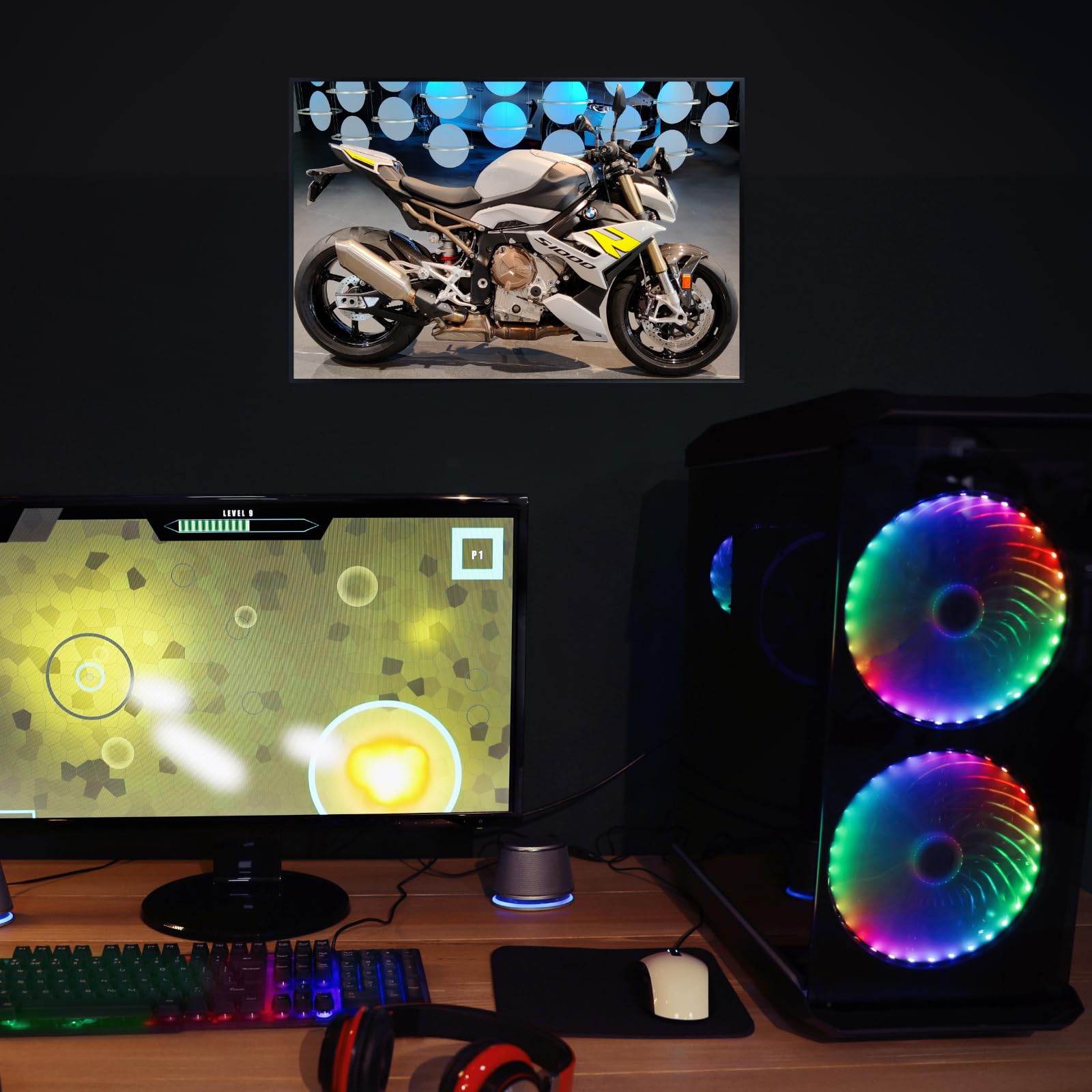 BMW S1000R Motorcycle Wall Art Poster – Modern Motorbike Decor for Garage, Office, or Living Room
