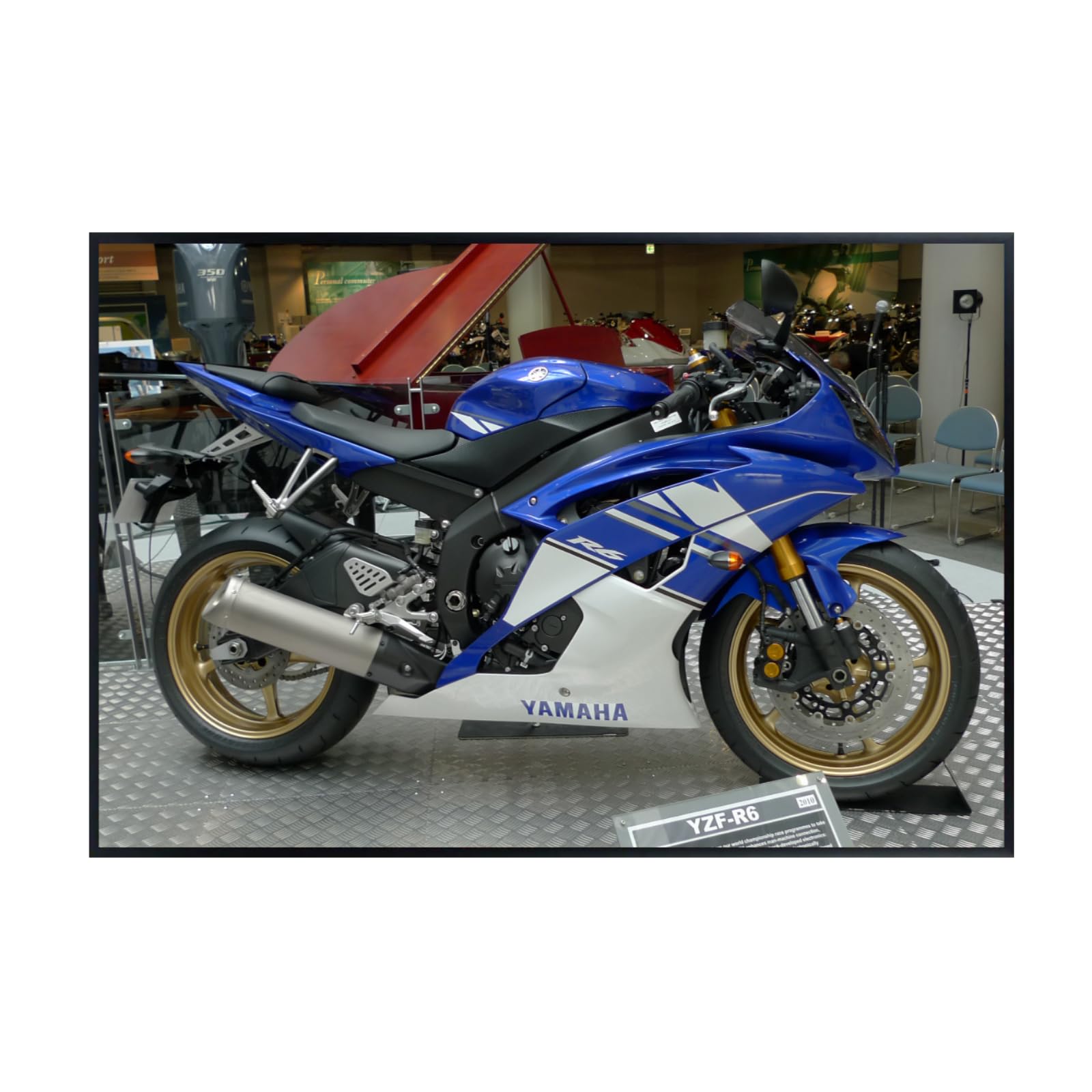 Yamaha YZF-R6 Poster - Sport Motorcycle Wall Art Decor for Garage, Living Room or Man Cave