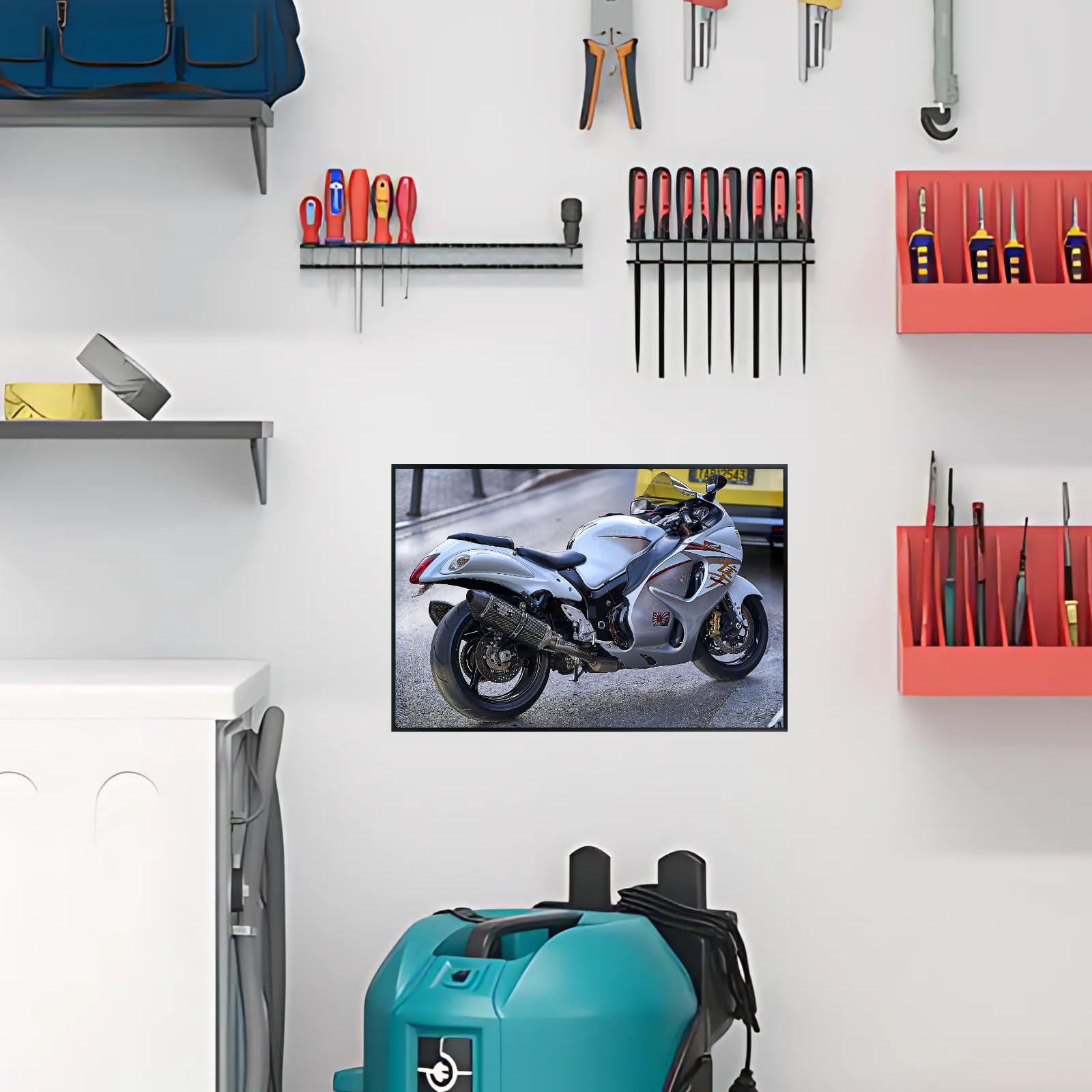 Suzuki Hayabusa Poster - Sport Motorcycle Wall Art for Garage, Office, or Home