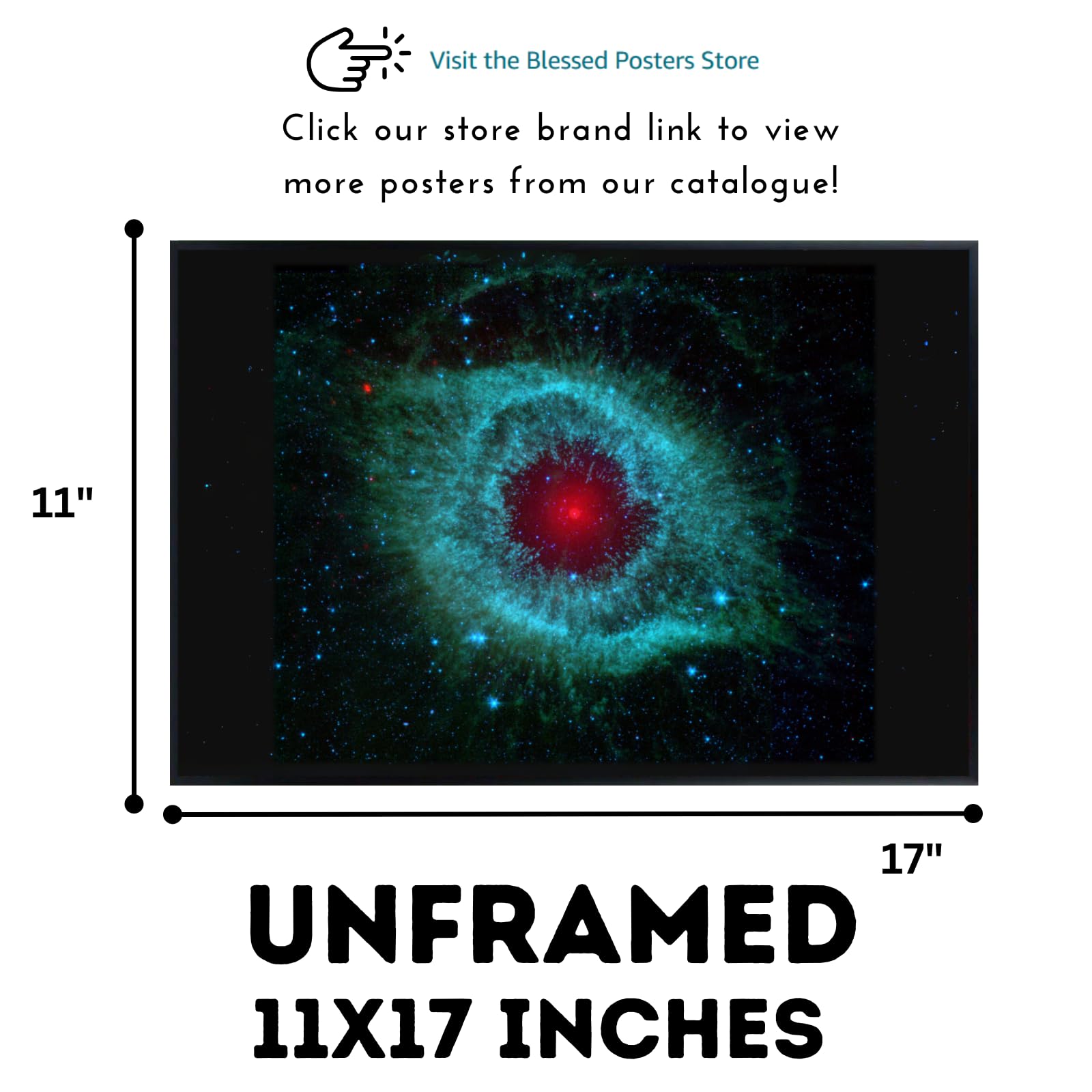 Blessed Posters Helix Nebula Poster – Space Galaxy Wall Art Print – Astronomy Photography Artwork for Bedroom Living Room Home Office Decor