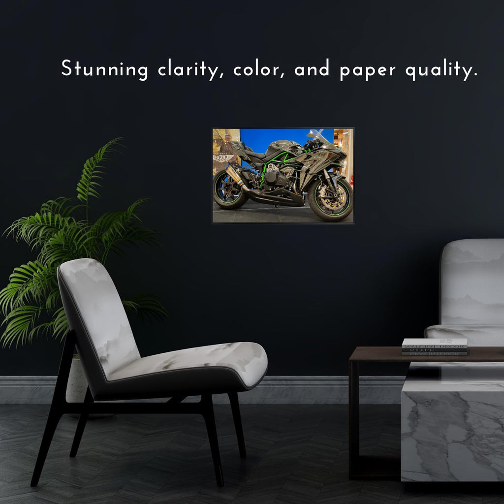 Kawasaki Ninja H2 H2R Motorcycle Poster – Sports Bike Wall Art Print for Garage, Office, or Bedroom Decor