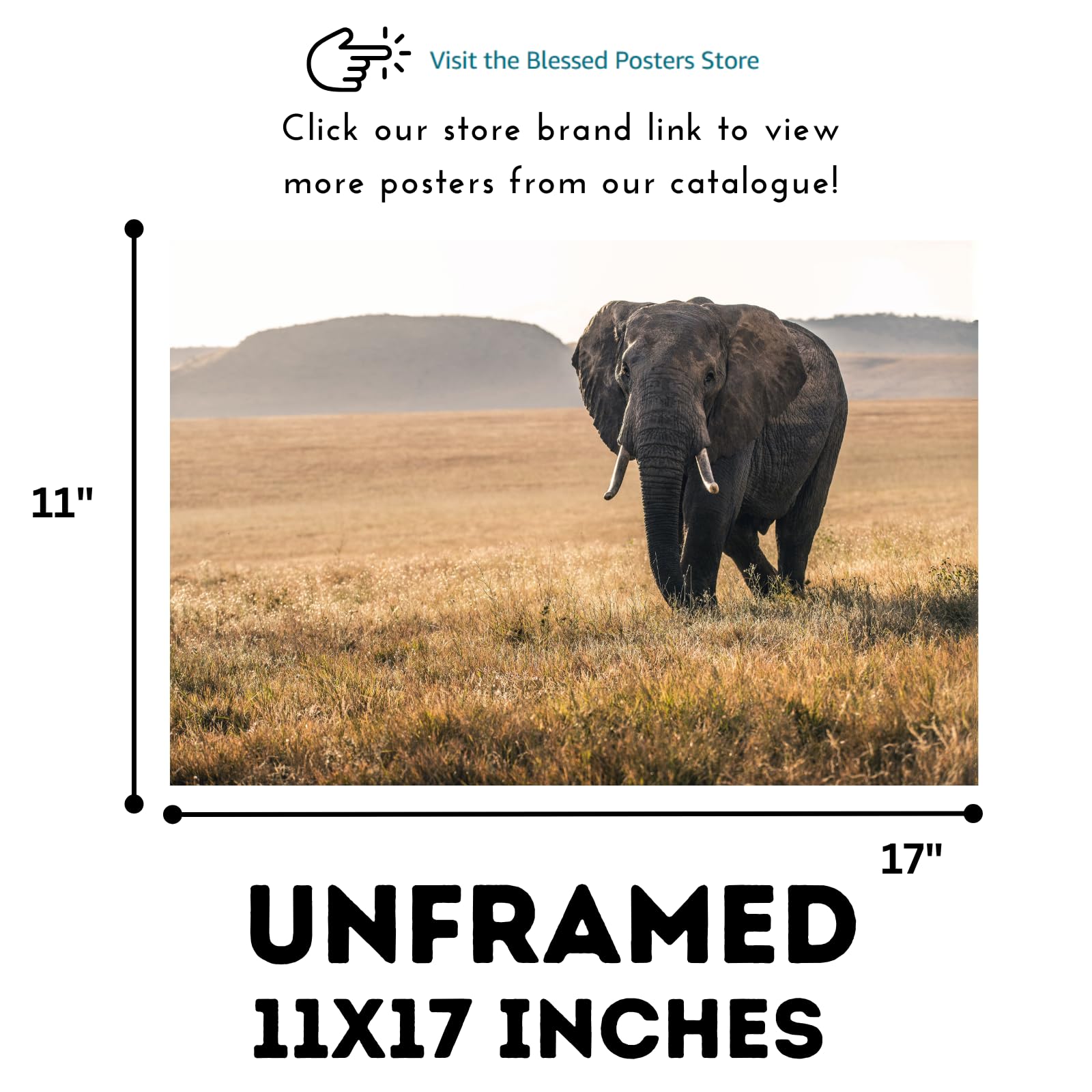 National Park Elephant Wall Art – Wildlife Poster Print for Home, Bedroom, Living Room, or Office Décor