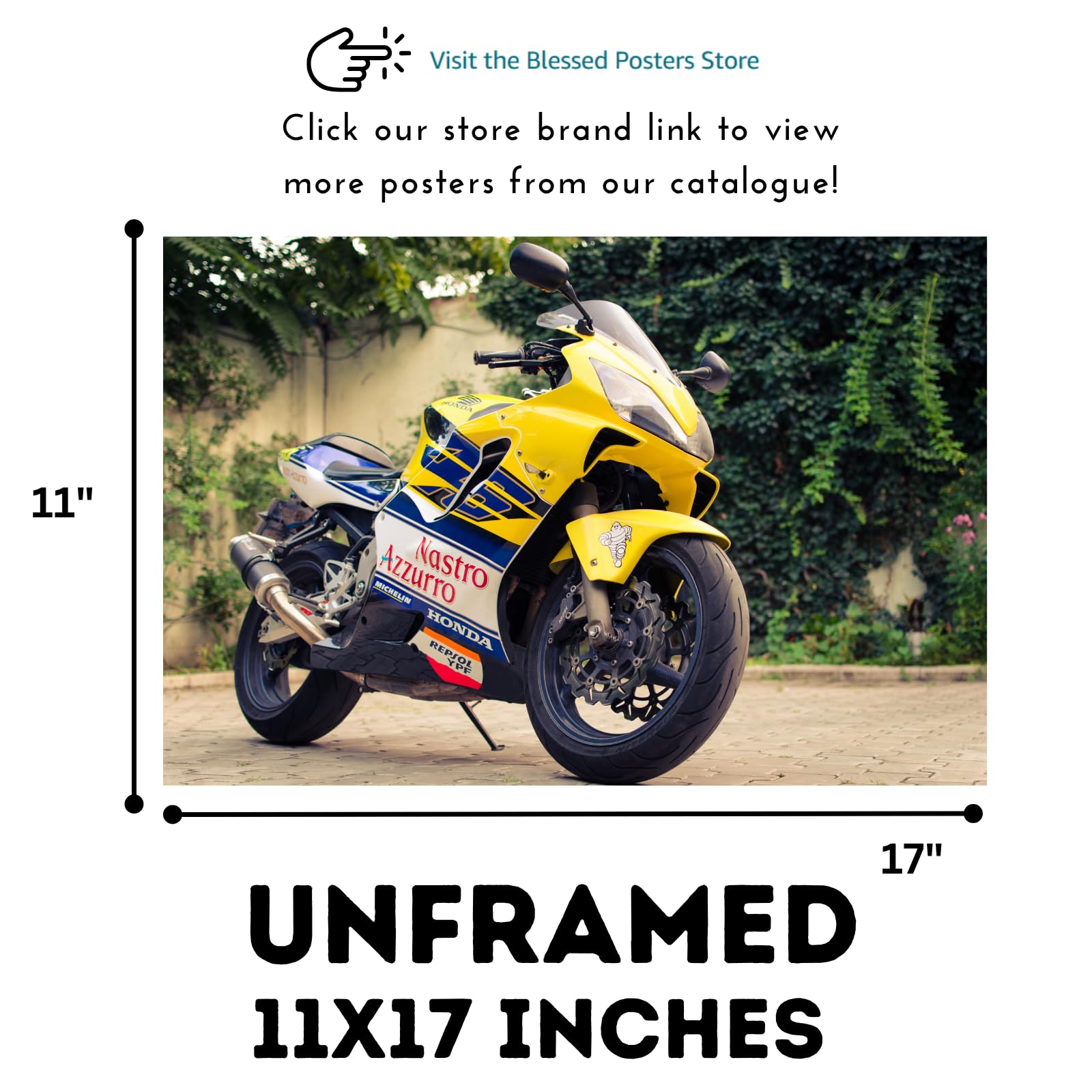 CBR 600 Motorcycle Wall Art Poster – Motorbike Decor for Garage, Office, or Living Room