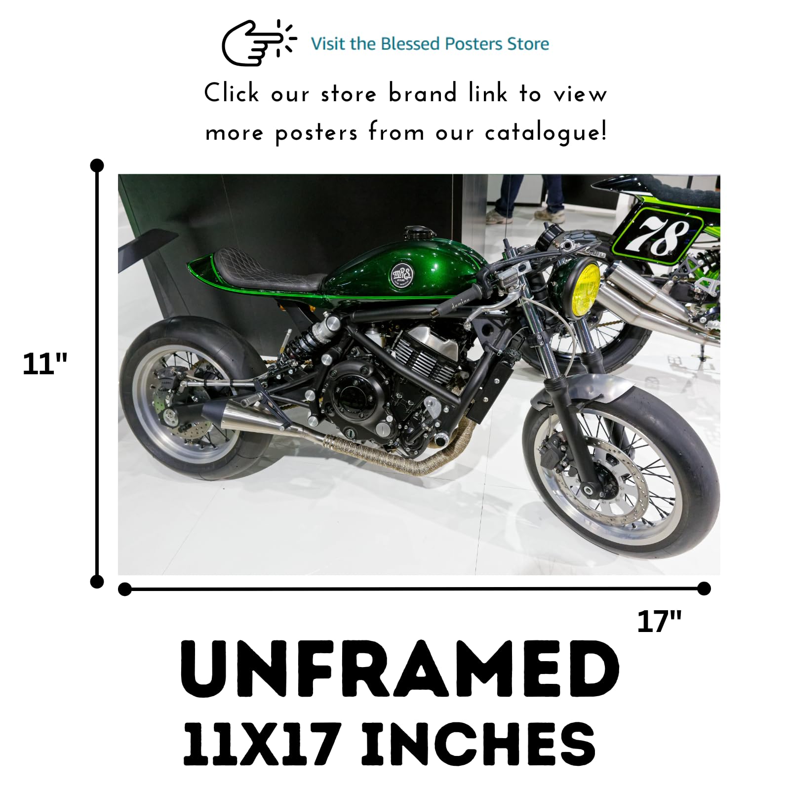 Kawasaki Vulcan Motorcycle Poster - Cruiser Wall Decor for Living Room, Garage or Man Cave