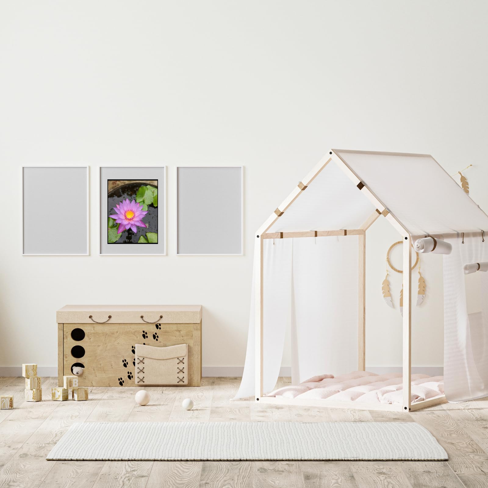 Lotus Flower Wall Art Poster – Serene Botanical Home Decor Print for Living Room, Bedroom, Office, Yoga or Meditation Space