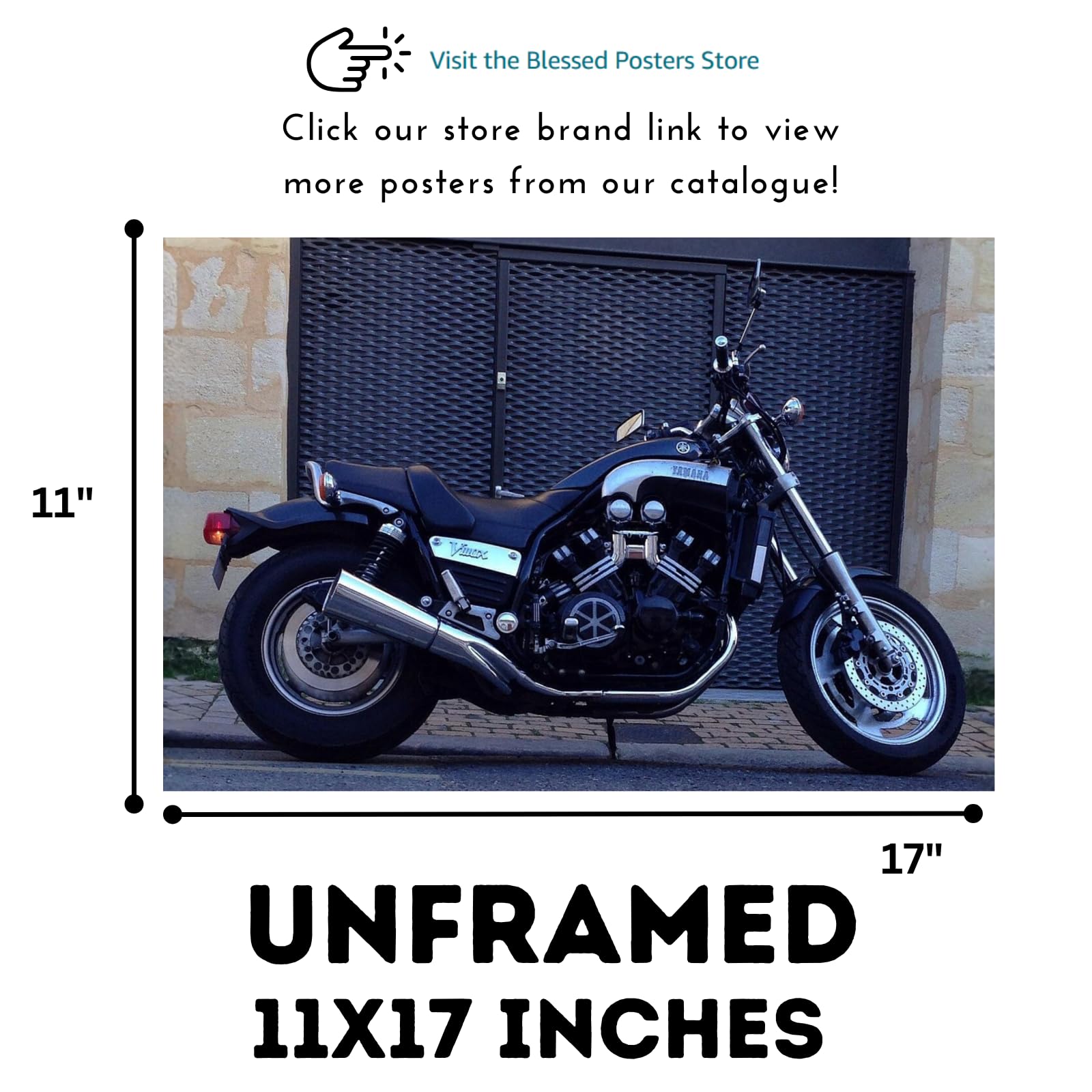 Yamaha VMAX Motorcycle Poster - Power Cruiser Wall Decor for Rider Garage, Living Room or Man Cave