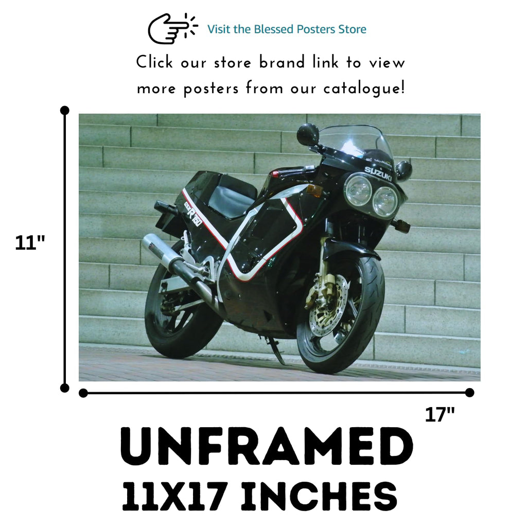 Suzuki GSX-R750 Motorcycle Poster - Sport Bike Wall Art Print for Garage, Office or Man Cave