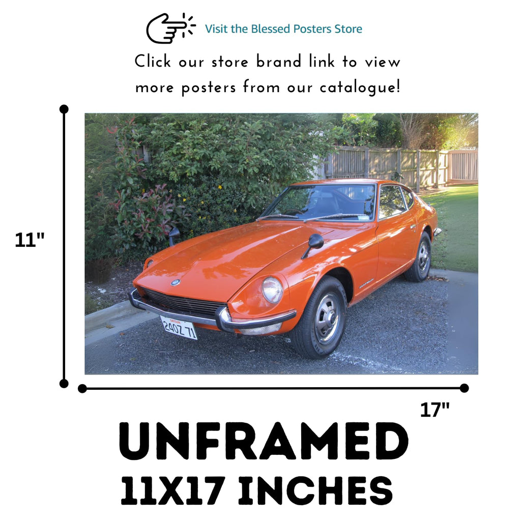 Blessed Posters Datsun 240Z JDM Poster – Legendary Japanese Sports Car Print for Office Home Garage – Timeless Vintage Auto Wall Art