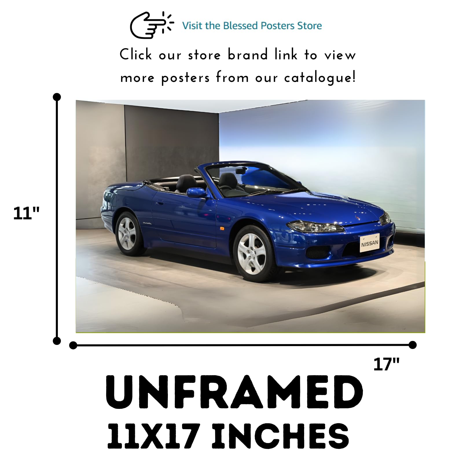 Blessed Posters Nissan Silvia S13 S14 Drift Car Poster – Retro Racing Inspired Wall Art for Garage Bedroom Office Studio Iconic Tuner Decor
