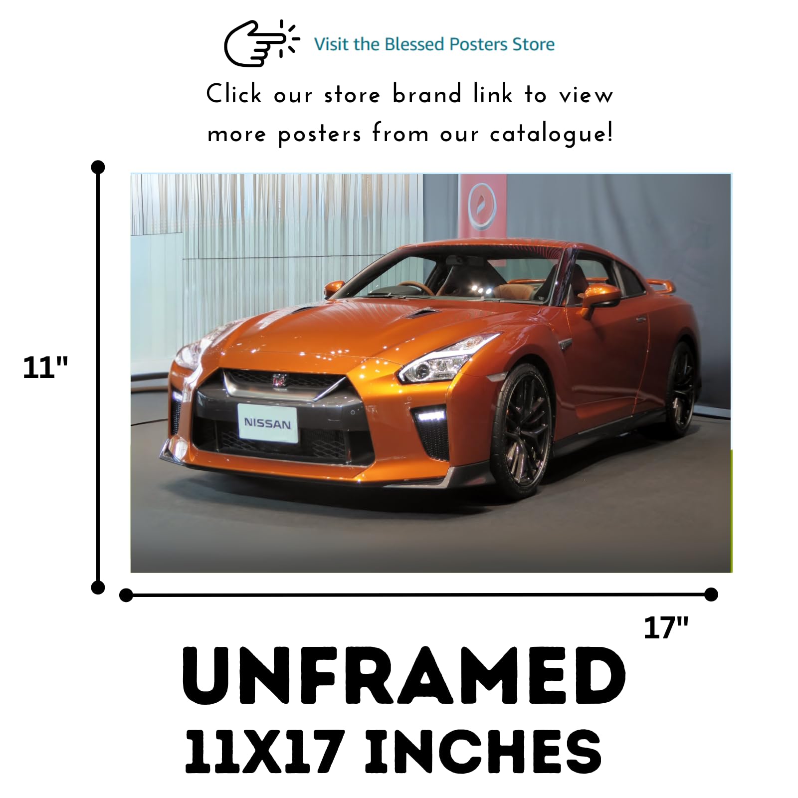 Blessed Posters Nissan GT-R Wall Art – JDM Supercar Poster for Garage, Bedroom, Office, or Living Room – Japanese Sports Car Print – Automotive Racing Decor Gift