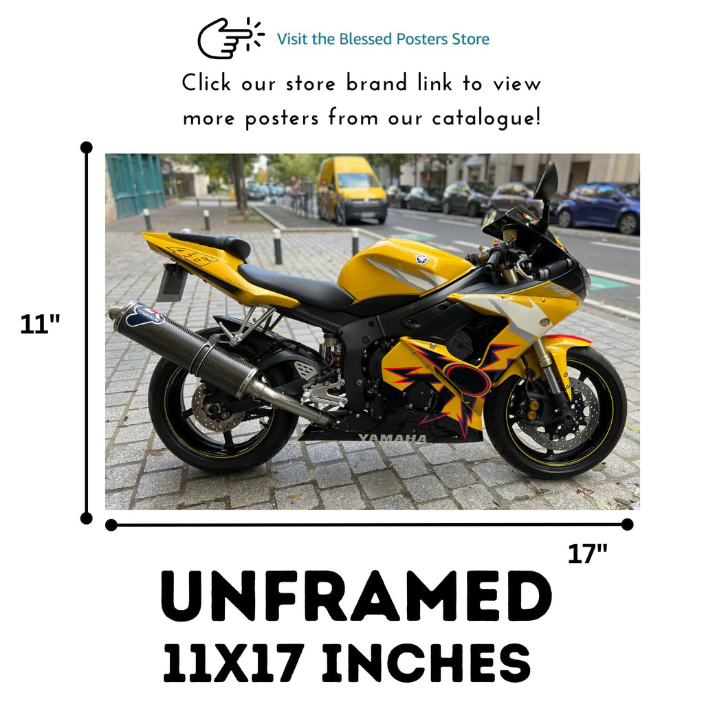 YAMAHA YZF R6 R46 Poster - Sport Motorcycle Wall Art for Garage, Living Room or Office