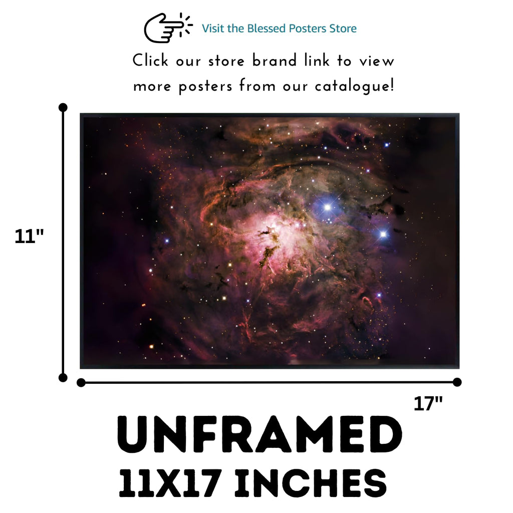 Blessed Posters Lagoon Nebula Poster – Space Galaxy Wall Art Print – Astronomy Photography for Bedroom Living Room Home Office Decor
