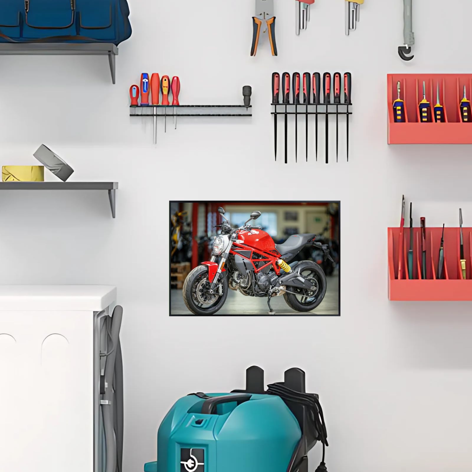 Ducati Monster Motorcycle Poster - Street Bike Wall Art Print for Garage, Office, or Man Cave