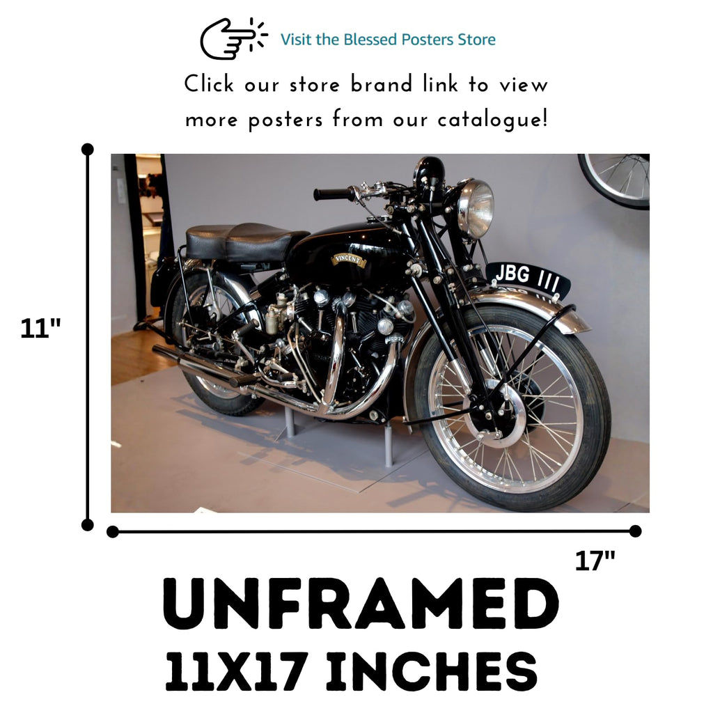 Vincent Black Shadow Wall Art Poster – Modern Motorbike Decor for Garage, Office, or Living Room