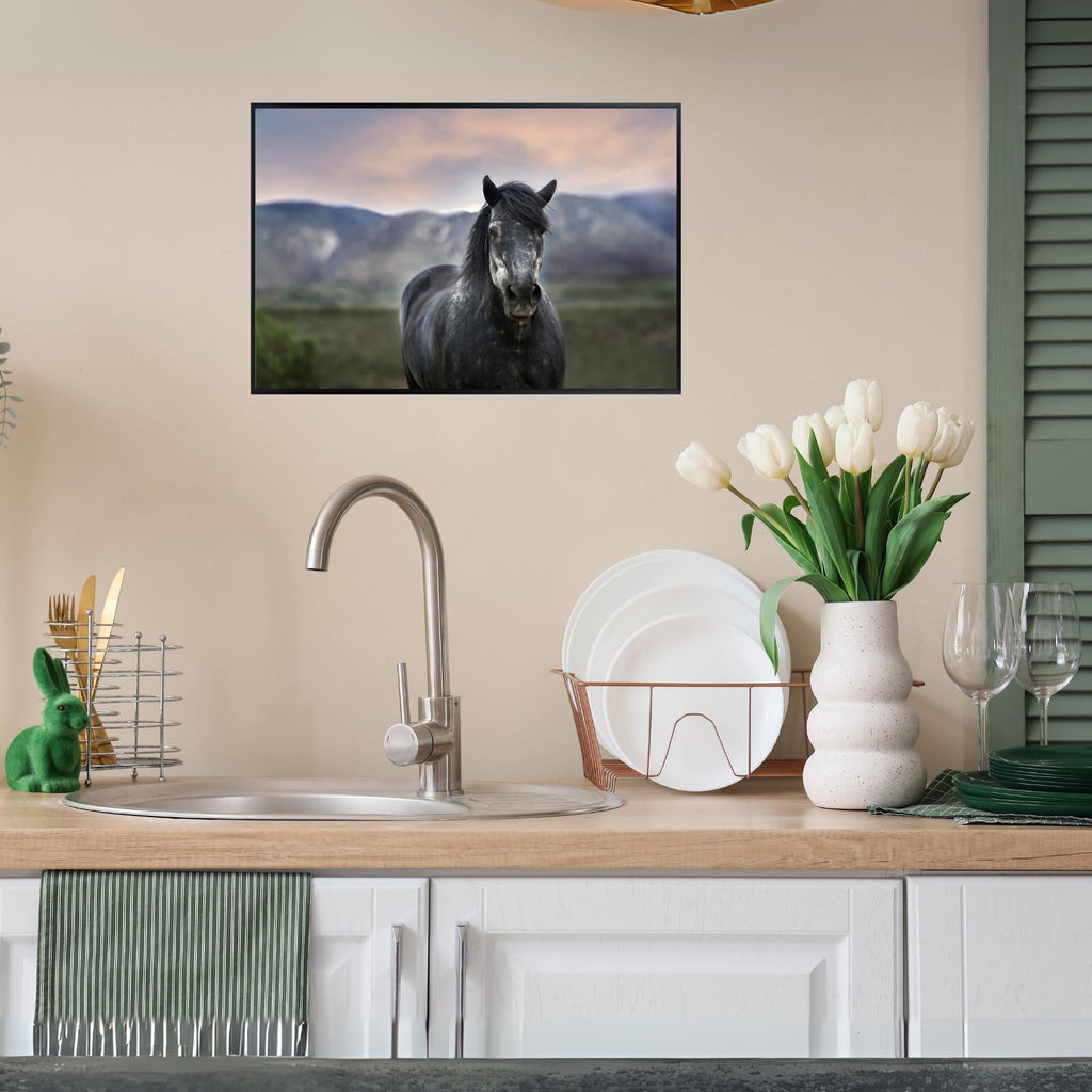 Horse in New Mexico Mountain Poster – Wildlife Wall Art Print for Living Room, Bedroom, Office, or Study Décor