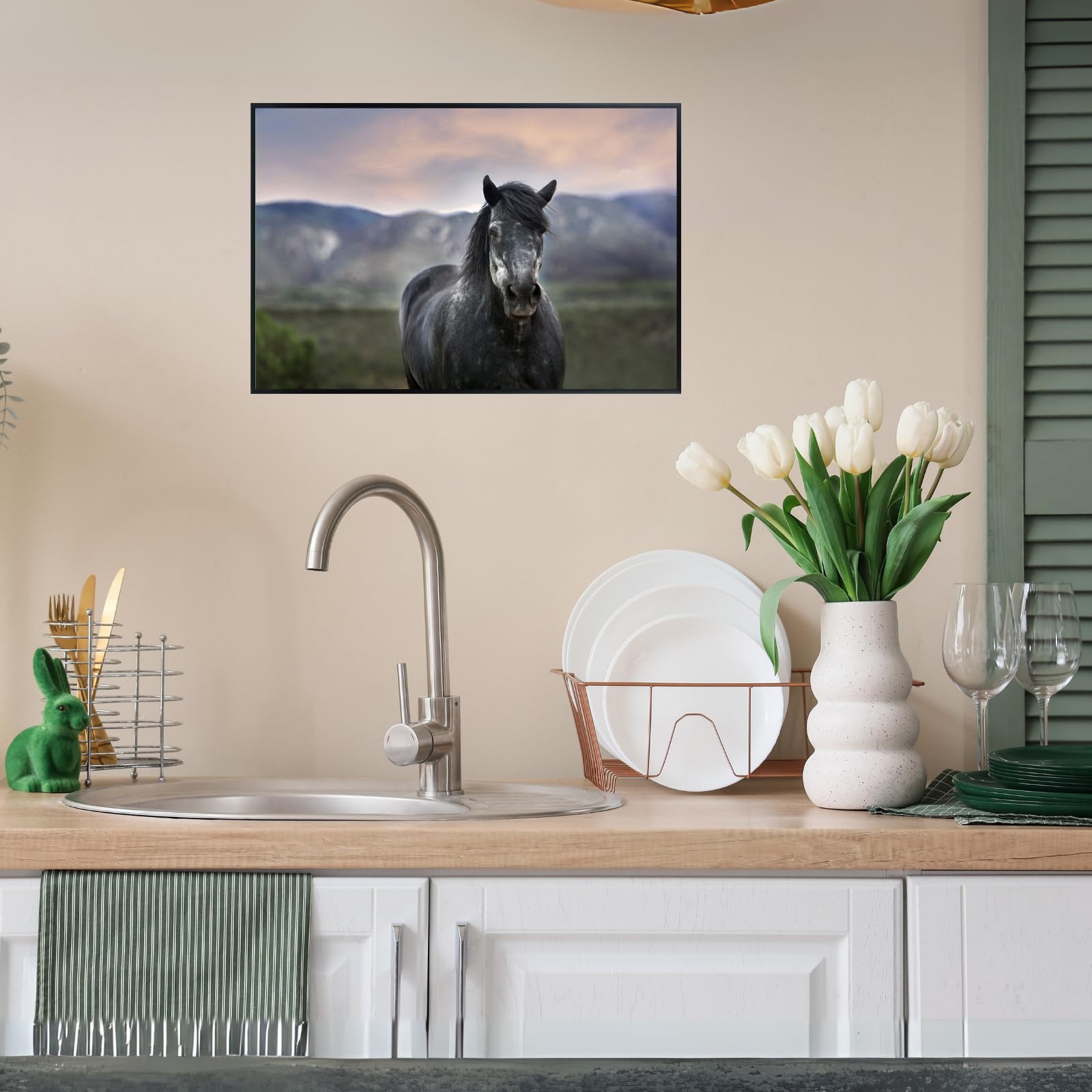 Horse in New Mexico Mountain Poster – Wildlife Wall Art Print for Living Room, Bedroom, Office, or Study Décor