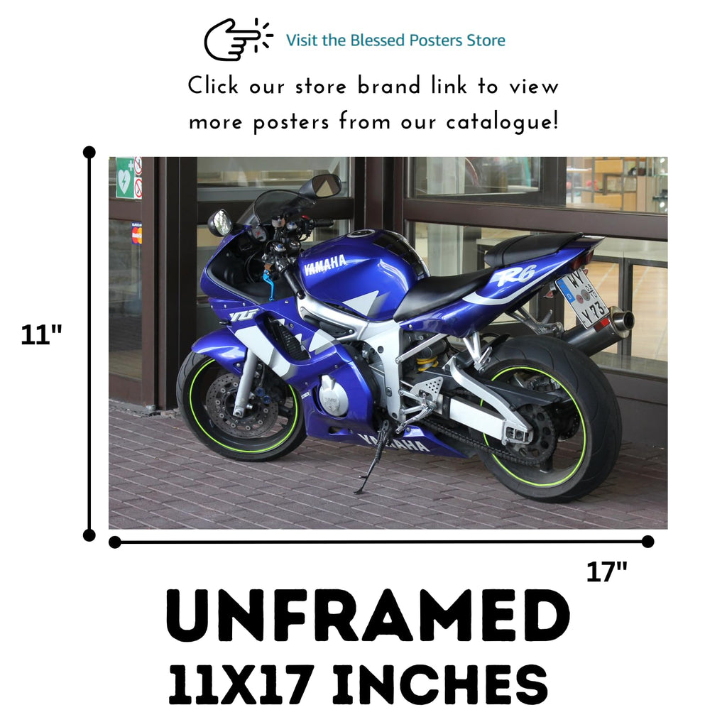 Yamaha R6 K265 Poster - Sport Motorcycle Wall Art Decor  for  Garage, Living Room or Man Cave
