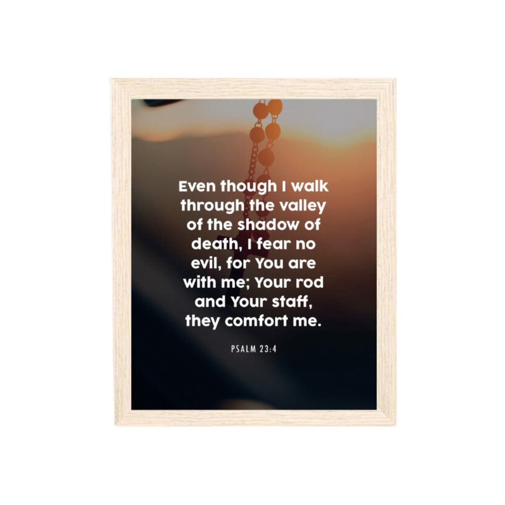 Psalm 23:4 Bible Verse Wall Art Scripture Poster Print Christian Home Decor Inspirational Faith Gifts