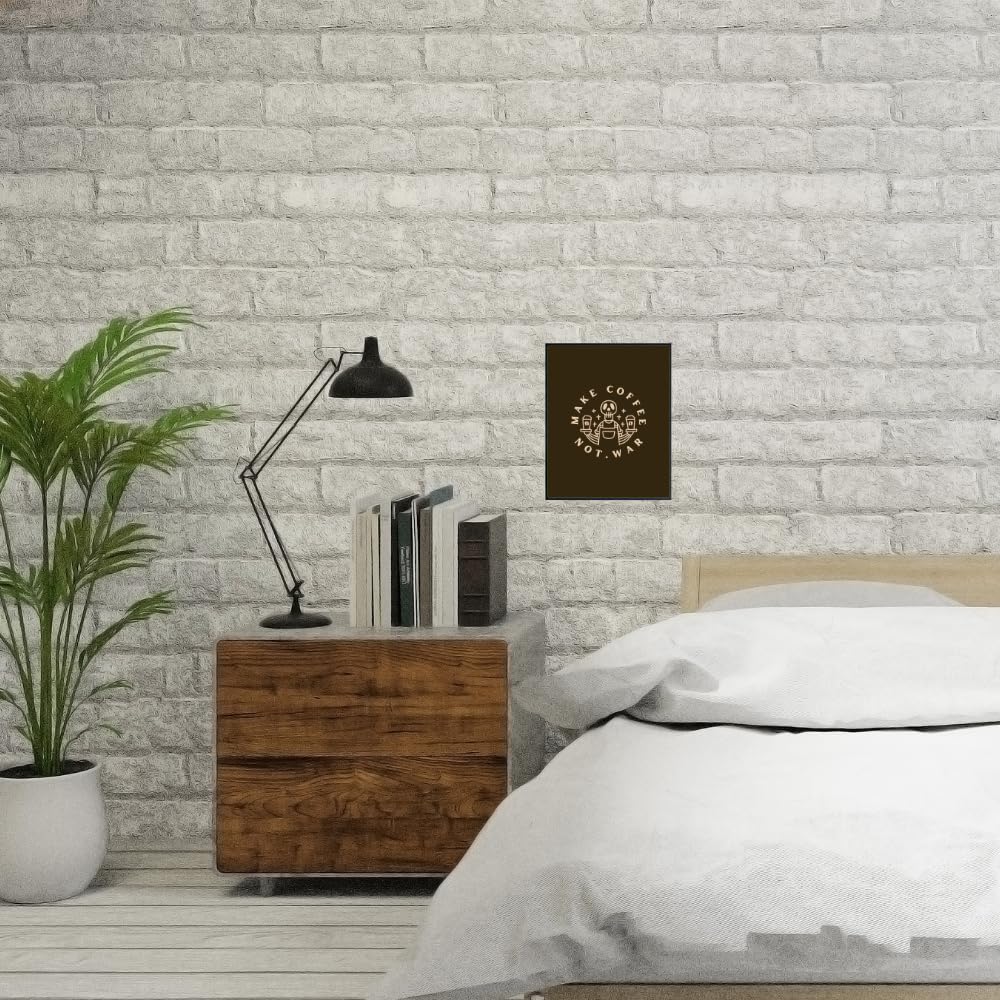 Wall Sign - "Make Coffee Not War" Brown Bar Décor - Kitchen Wall Art and Counter Decoration for Home Café Station