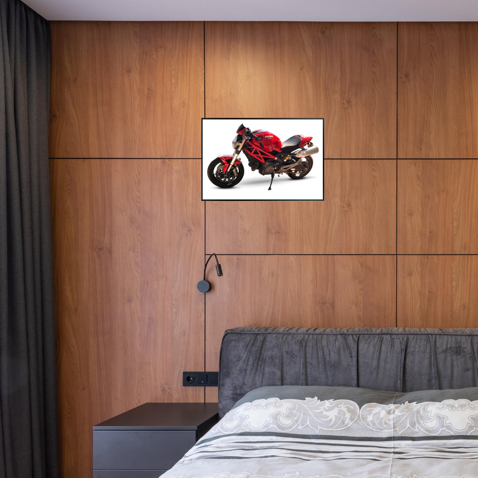 Ducati Monster 696 Street Bike Wall Art Print - Rider Decor for Garage, Office, or Man Cave
