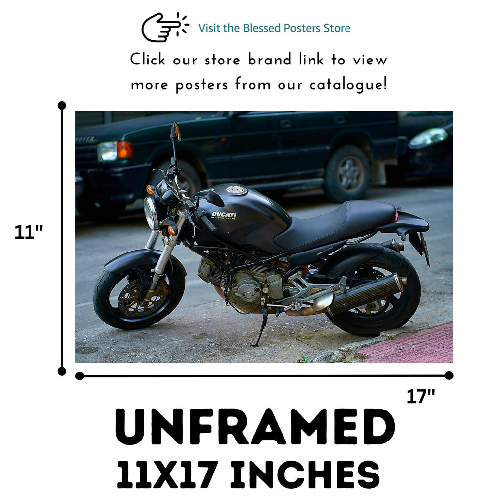 Ducati Monster Motorcycle Poster - Street Bike Wall Decor for Garage, Office, or Man Cave