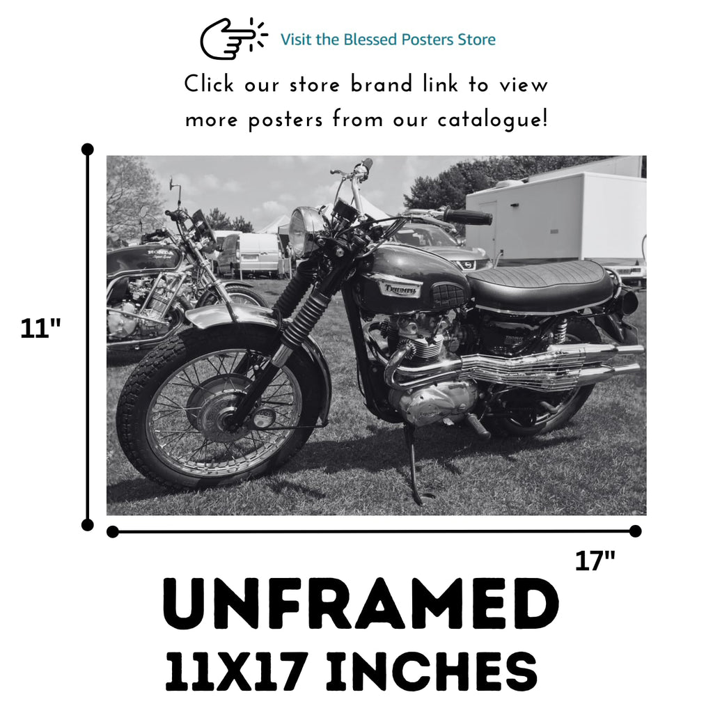 Triumph TR6 Trophy Motorcycle Poster – Classic Bike Wall Art Print for Garage, Office, or Bedroom Decor