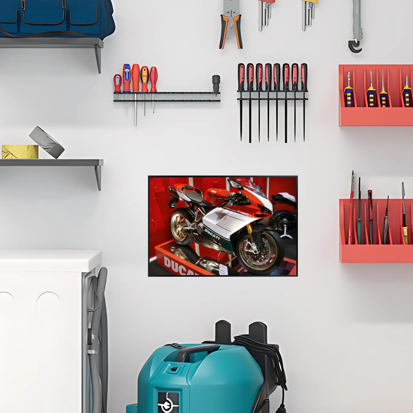 Ducati 1098 S Tricolore Poster - Sport Motorcycle Wall Deco for Garage, Living Room or Man Cave