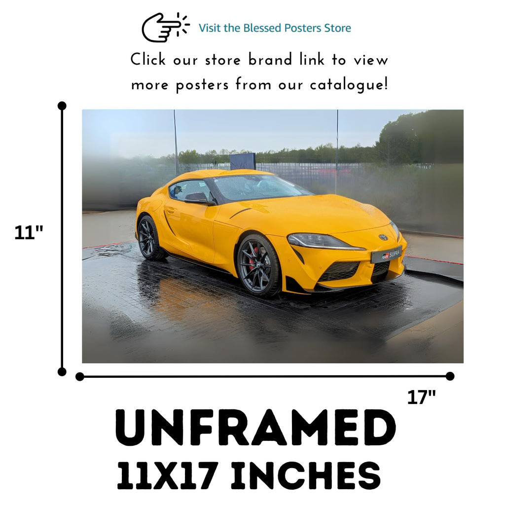 Blessed Posters Toyota Supra MK4 A80 Poster Iconic JDM Exotic Car Wall Art for Garage Office Bedroom Living Room Decor