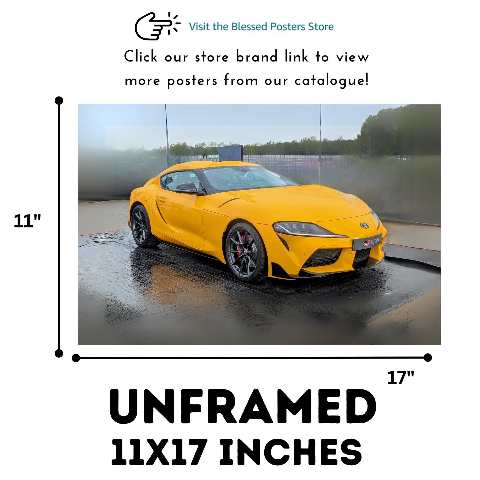 Blessed Posters Toyota Supra MK4 A80 Poster Iconic JDM Exotic Car Wall Art for Garage Office Bedroom Living Room Decor