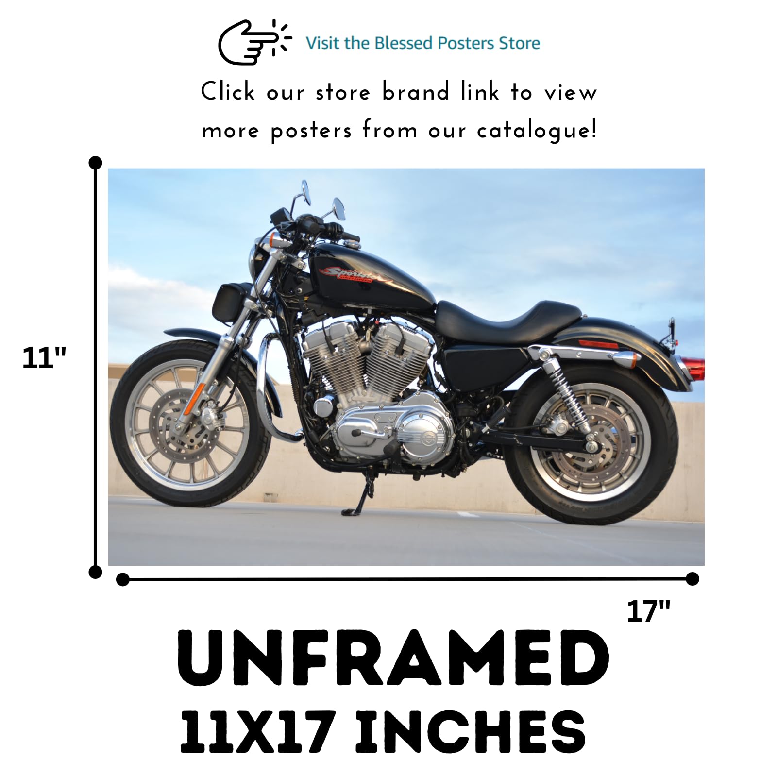 Sportster XL883 Poster - Motorcycle Wall Art for Garage, Office, Home