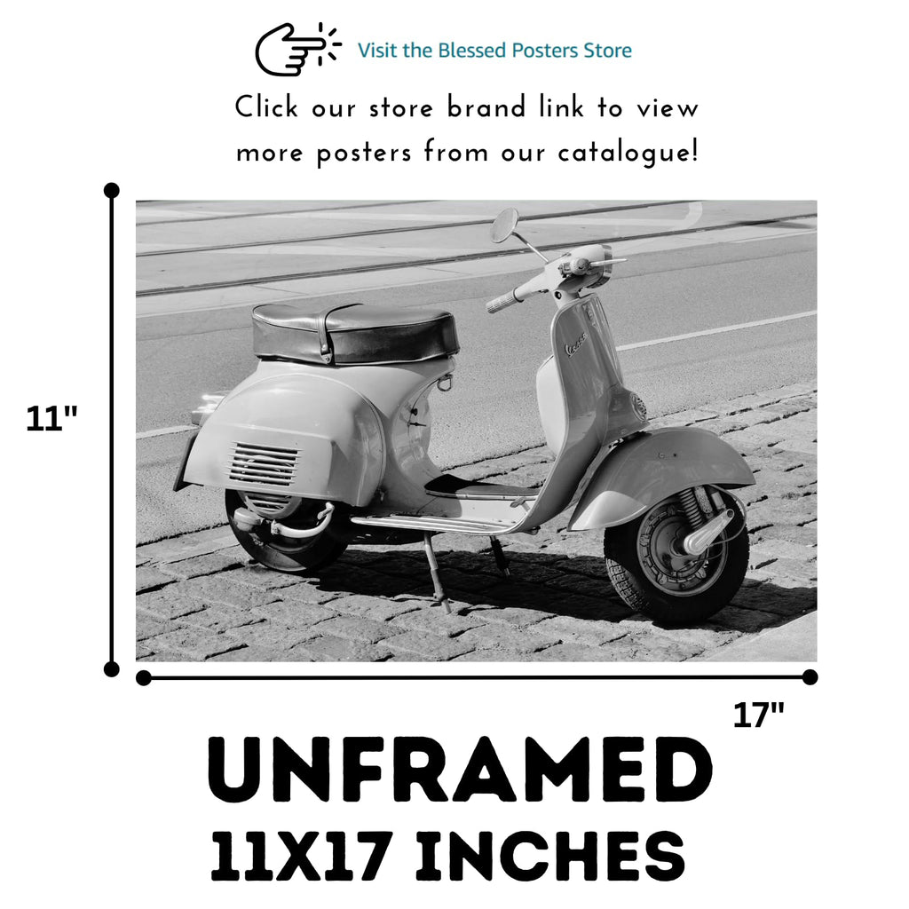Vespa Scooter Poster – Modern Motor Scooter Wall Decor for Garage, Office, Living Room