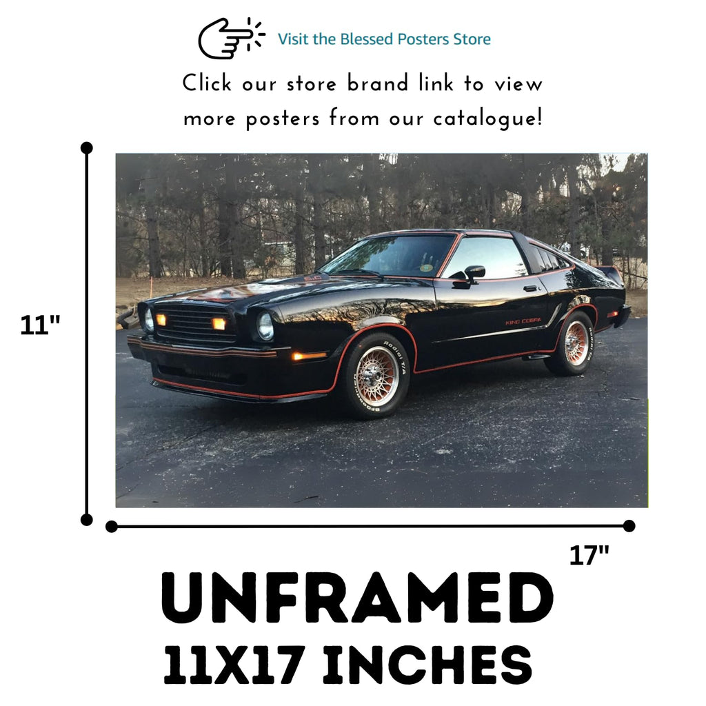 Blessed Posters Ford Mustang Poster – Classic Muscle Car Wall Art for Garage Office Bedroom Living Room – Retro Automotive Décor Print