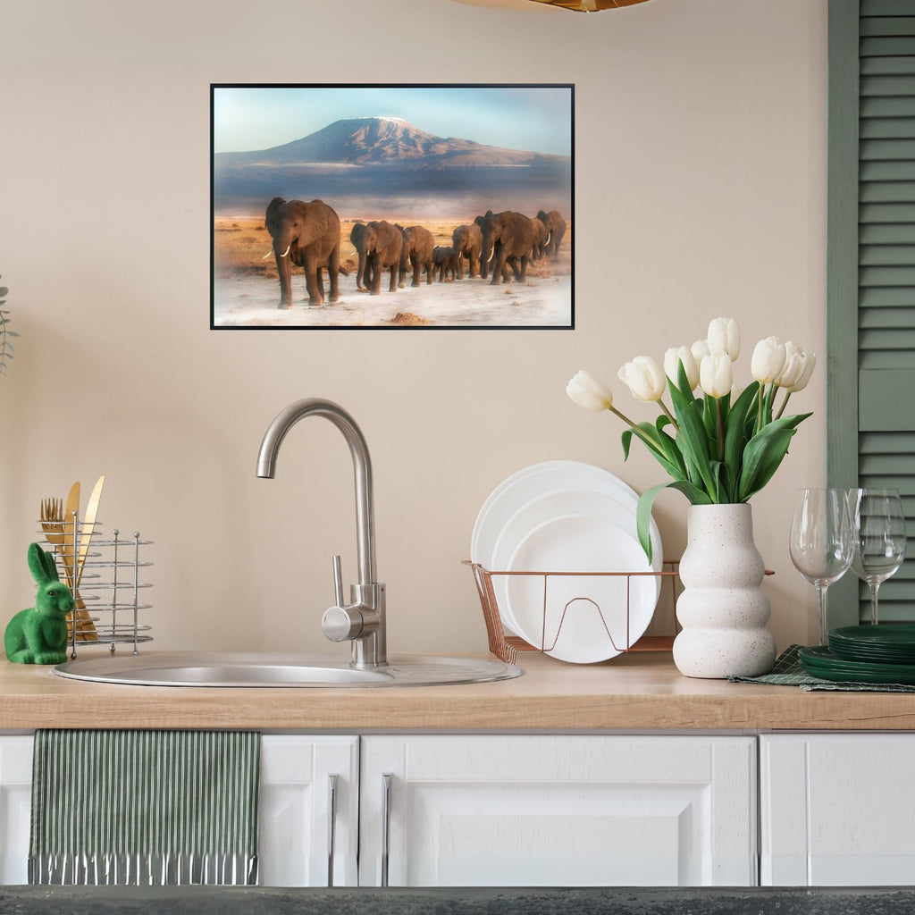 Elephant Wall Art Print – Kilimanjaro Safari Wildlife Poster for Living Room, Bedroom, or Office Décor