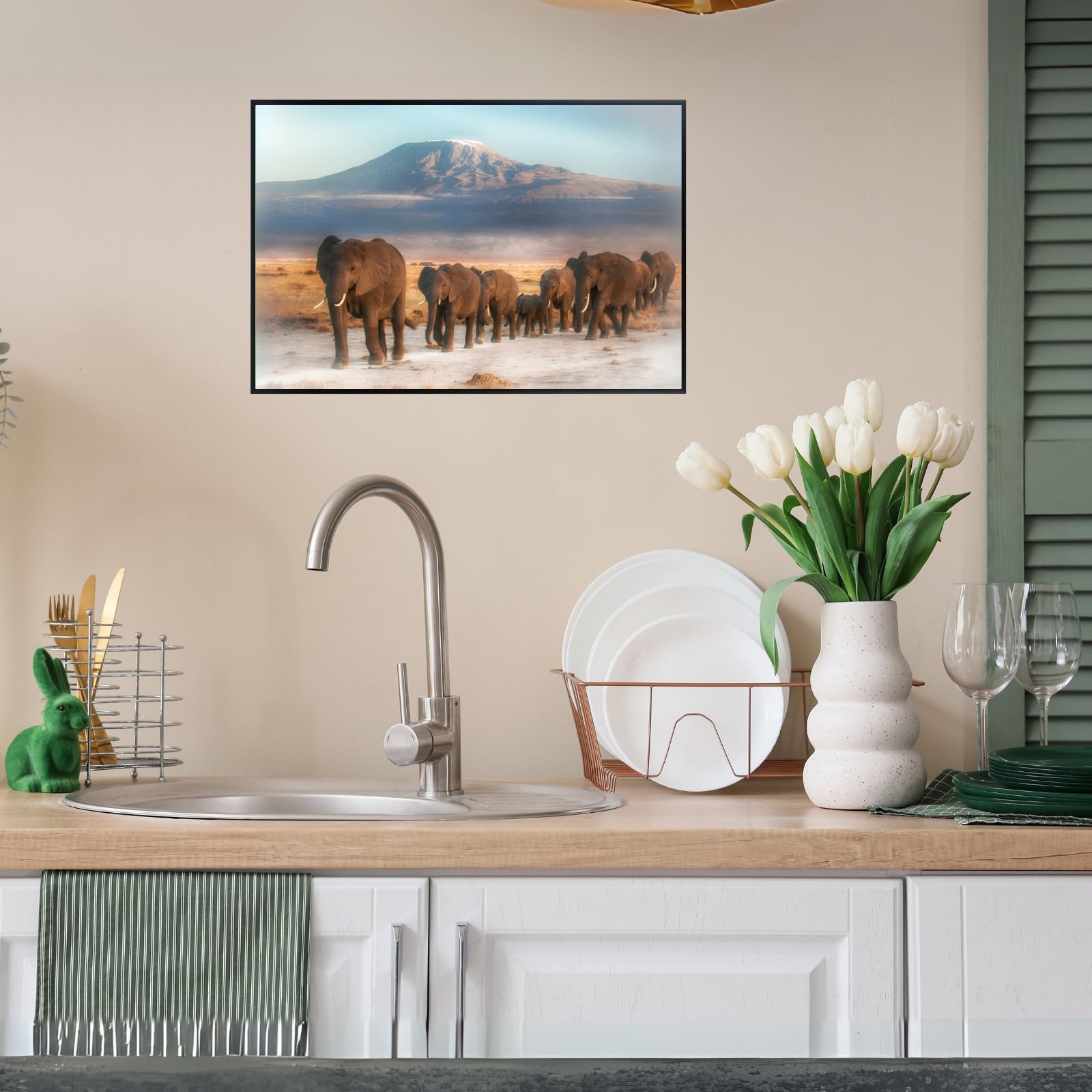 Elephant Wall Art Print – Kilimanjaro Safari Wildlife Poster for Living Room, Bedroom, or Office Décor