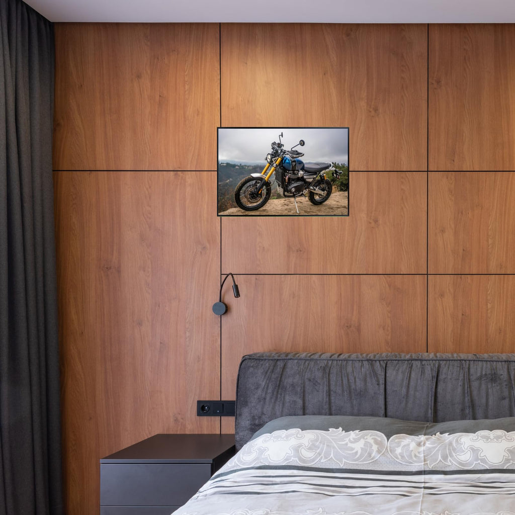 Triumph Scrambler 1200 XE Motorcycle Wall Art Poster – Modern Motorbike Decor for Garage, Office, or Living Room