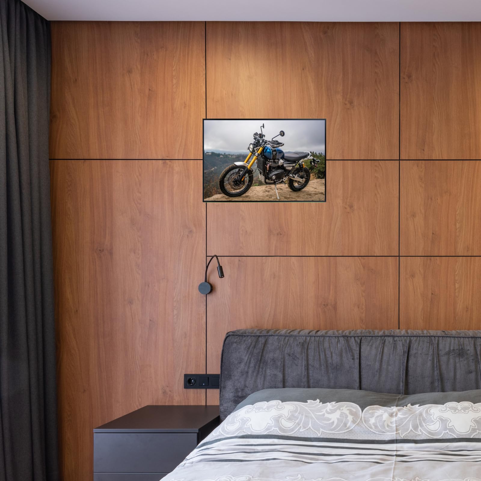 Triumph Scrambler 1200 XE Motorcycle Wall Art Poster – Modern Motorbike Decor for Garage, Office, or Living Room